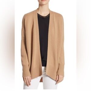 Theory Cashmere Quiet Luxury Minimalist Neutral Cardigan Sweater Small